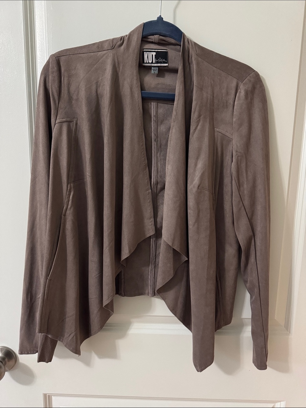 KUT from the Kloth Taupe Draped Open-Front Jacket
